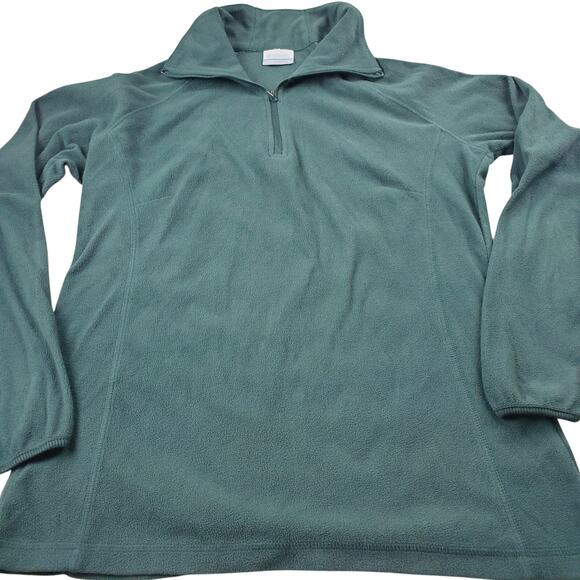 Columbia Sweater Womens Medium Green Outdoor 1/4 Zip Fleece Pullover Ladies LOGO - Picture 2 of 13